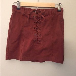 🌺Lace up denim mini skirt